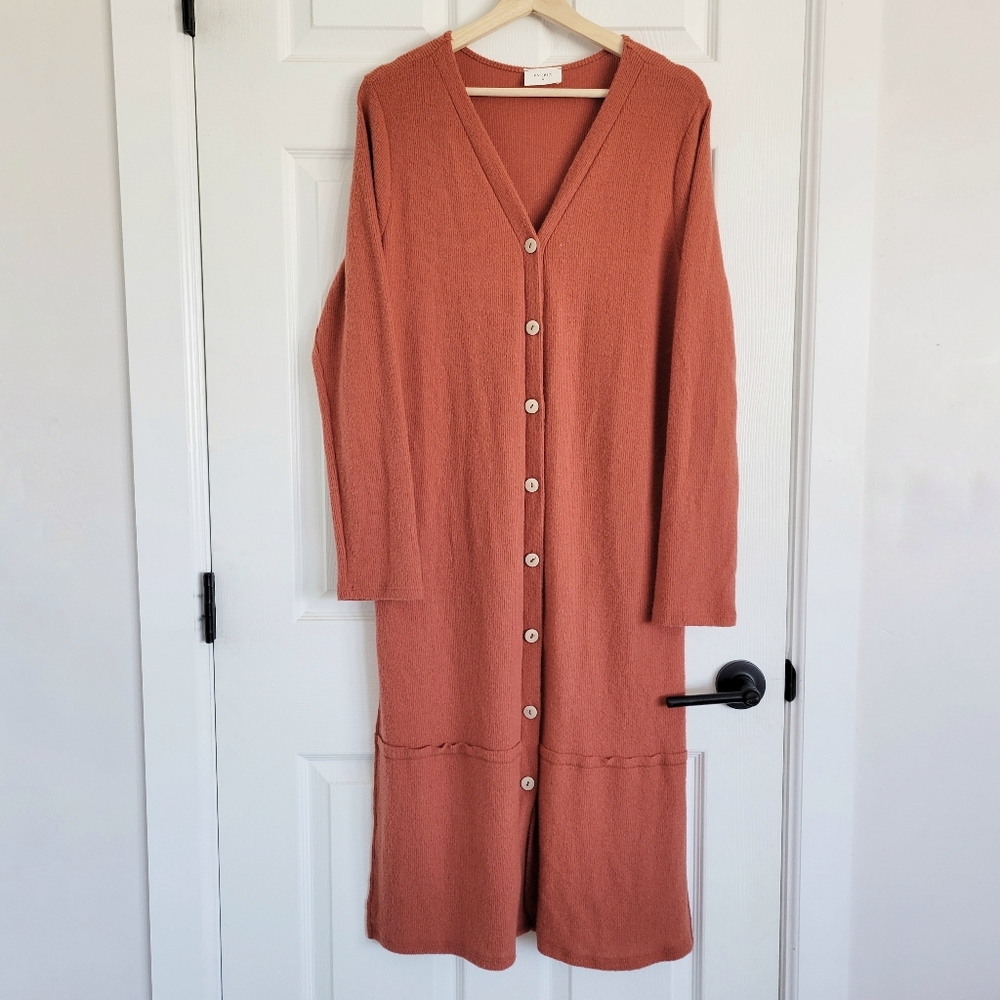 Everly‎ Burnt Orange Button Front Duster Cardigan